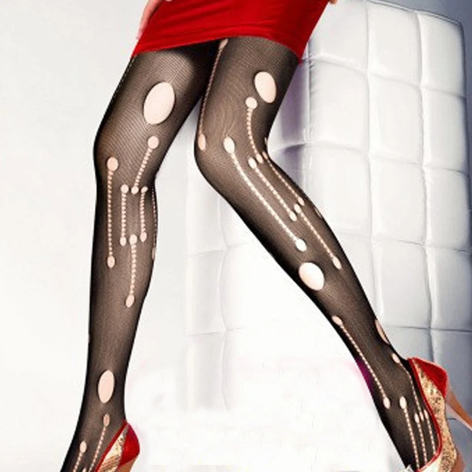 Mujeres Negras Sexy Patrón de Red Jacquard Pantimedias Elastizadas 20 Estilos Foto 2 de 4