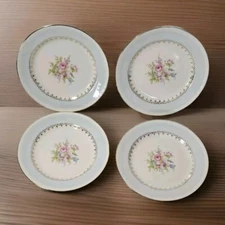 Vtg Homer Laughlin Eggshell Georgian Blue Dessert Plates Set 4-6" Bread Dishes 