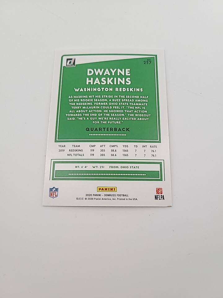 2020 Panini Dwayne Haskins 237 Donruss Washington Redskins Football