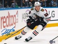 BECKETT MACKENZIE ENTWISTLE SIGNED CHICAGO BLACKHAWKS 8X10 WHITE JERSEY PHOTO 2