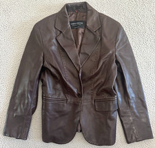 Casini Firenze Jennifer Tattanelli Made In Italy Brown Leather Blazer Medium