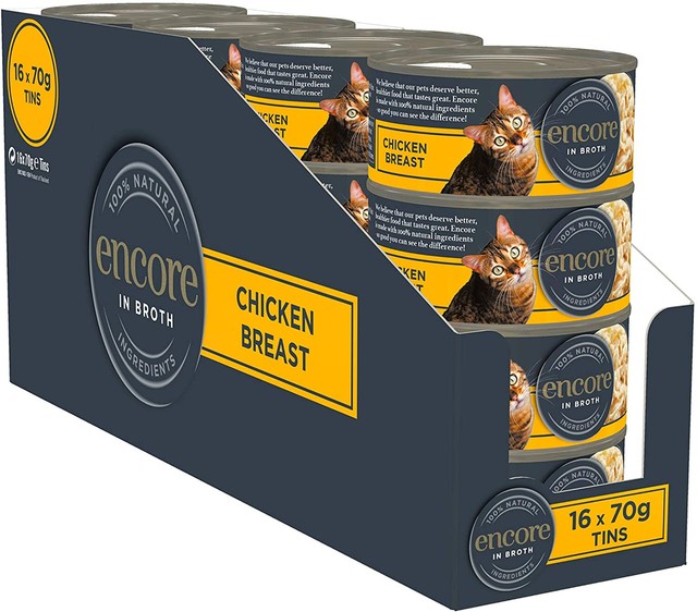 Encore 100 Natural Wet Cat Food Chicken Breast in Broth Can 70g 43 Tins