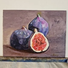 Original STILL LIFE Oil Painting Of FIGS art 6x8