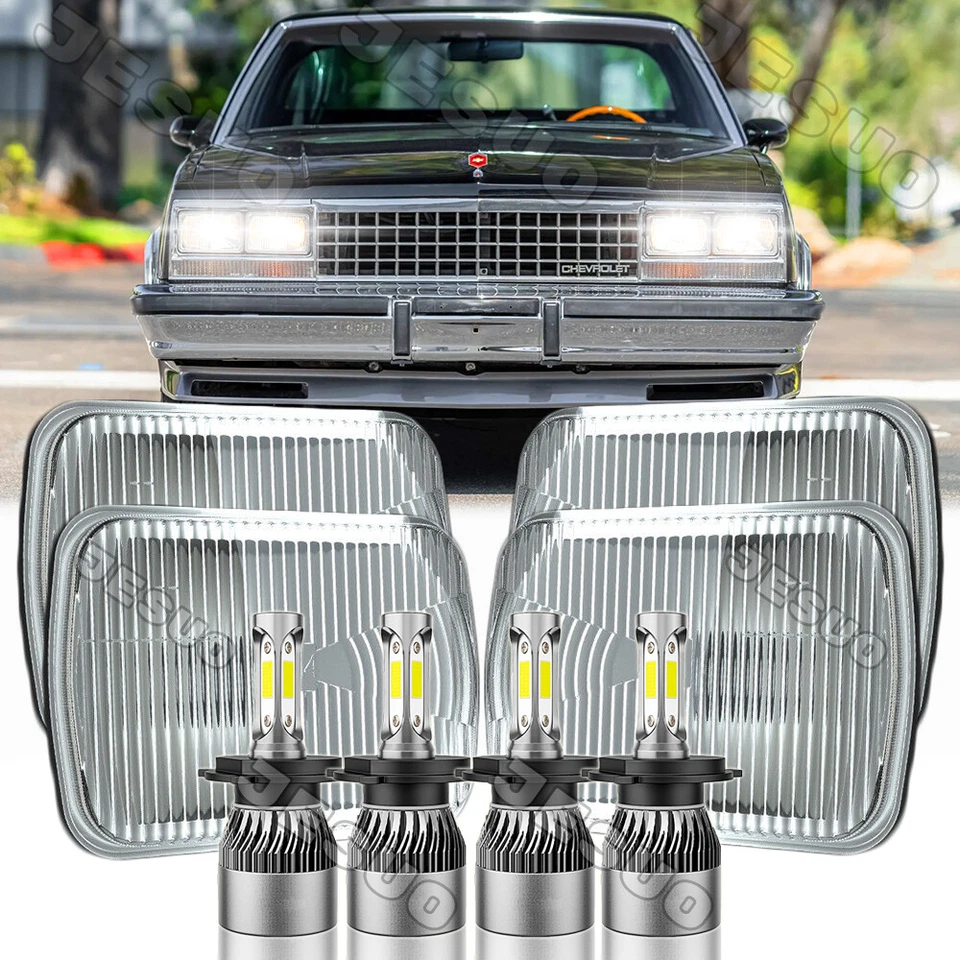 4PC 4x6" Inch LED Headlight For Chevrolet V10 V20 V30 R10 R20 Suburban 1987 1988 Foto 3 de 4