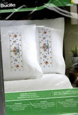 NIP  BUCILLA STAMPED EMBROIDERY BUTTERFLIES 2PK PILLOWCASES