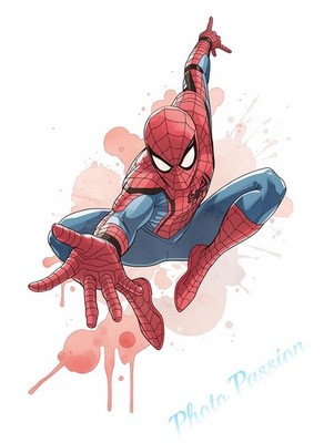 Poster Superheld Comics Aquarell Splash Kunstdruck Dekoration A4 8297
