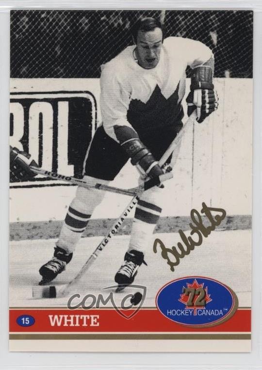 1991-92 Future Trends '72 Hockey Canada Gold Ink Swirl Bill White #15 Auto 1oo3