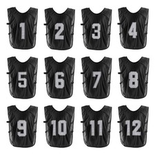 Soccer Training Vest 22" Numbered Soccer Team Sports Pinnies with Belt Black