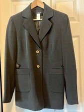 NWT Jones New York Silk Blazer Olive Green Laurel Yucatan 6 Pockets 2 Button