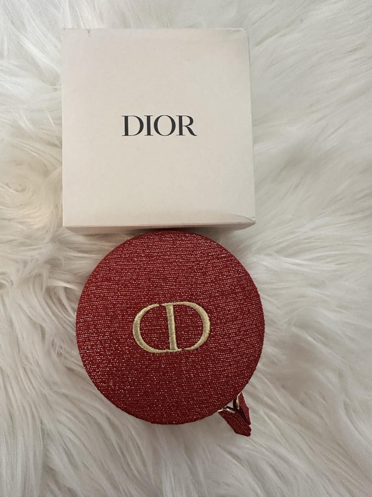 Christian Dior Red Cosmetic Makeup Pouch Clutch Small