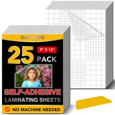 RowinsyDD 25 Pack Self Adhesive Laminating Sheets, 9 X 12 Inch, Clear Sticker