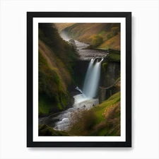 Pistyll Rhaeadr, United Kingdom Rea Framed Wall Art Poster Canvas Print Picture