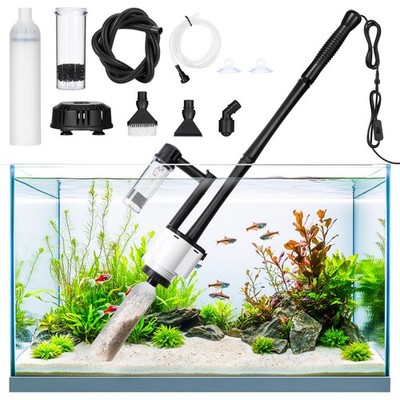 AQQA Electric Aquarium Gravel Cleaner, 8 in 1 Fish Tank Vacuum milky white