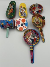 Vintage Lot of 7 Tin Litho Toy Noise Makers - All Work