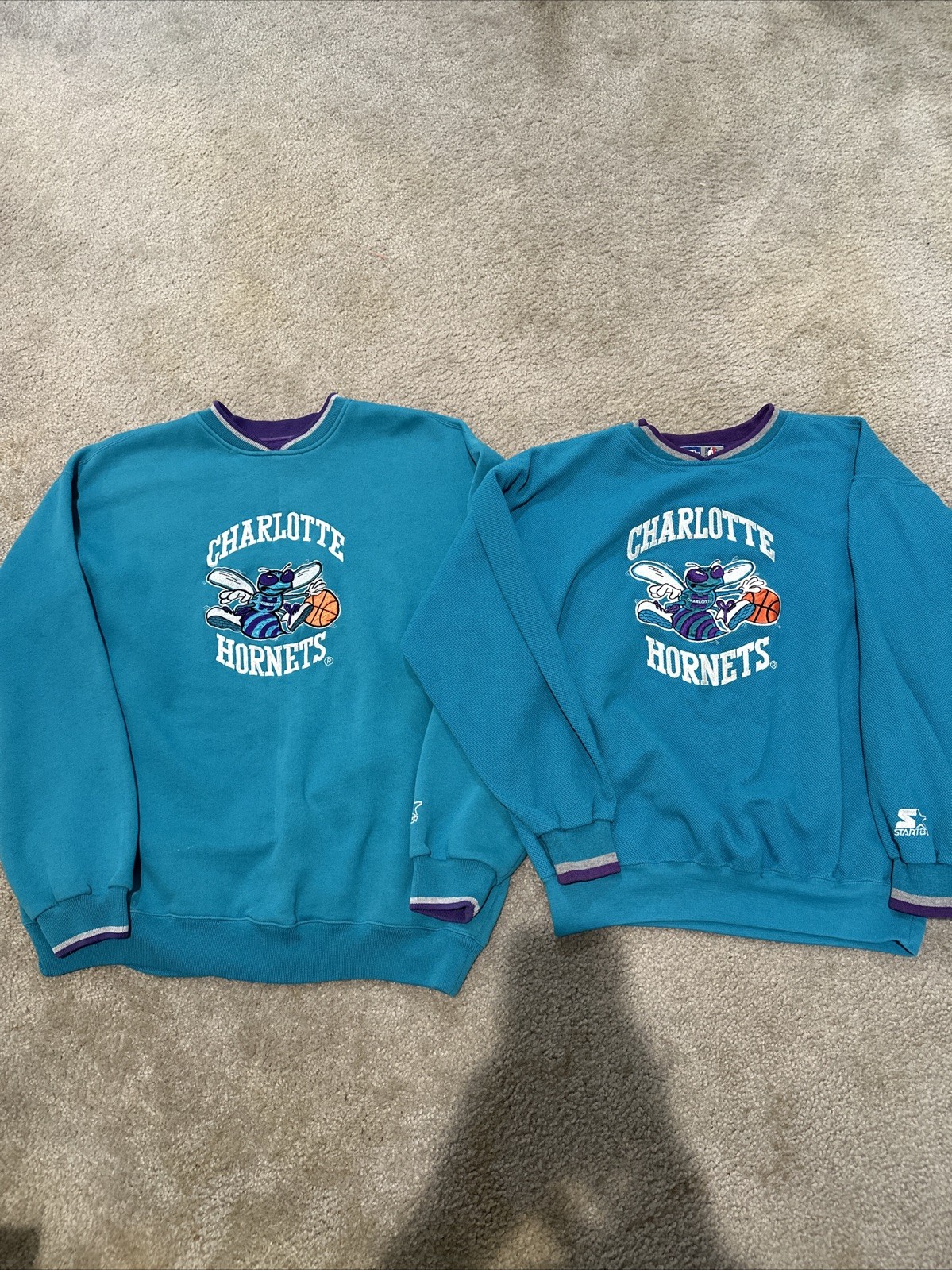 Vintage Charlotte Hornets Starter Sweater Crewneck Sweatshirt XL & M