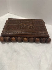 Vintage Syroco Wood Box Trinkets Jewelry Circa 1960s, 3D Relief. 12” x 8”