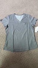 Beyond Scrubs Womens Short Sleeves V Neck Heather Gray Charm Scrub Top Size M