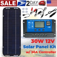 30 Watts Solar Panel 12V Trickle Charger Battery Charger Kit with 30A Controller