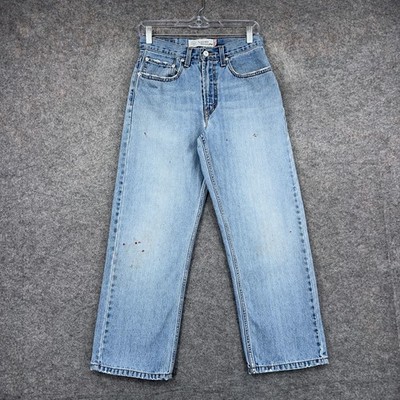 Levis 569 Jeans Teens 28x28 Light Wash Blue Denim Loose Straight Distressed