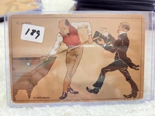 Early 1900's Billiard Post Card. Card Is In A Sleeve Then A Hard Plastic Case