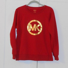 WOMEN'S MICHAEL KORS RED LOGO CREW NECK SWEATSHIRT L/S ALL SEASON - SIZE MEDIUM