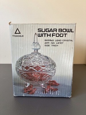 Triangle Brand Lead Crystal Sugar Bowl With Foot 7 Inch Vintage