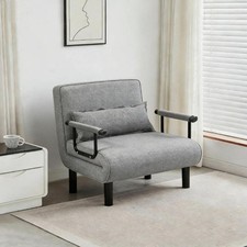 Single Fabric Sofa Bed Sleeper Couch Sofabed Settee Recliner Beds Folding Grey