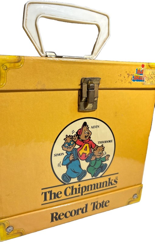 Vtg 1984 The Chipmunks Record Tote By Kid Stuff  - w/ Handle & Latch Closure