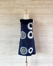 PRADA Dress Size L Knee Length Sleeveless Floral Navy White Excellent Condition