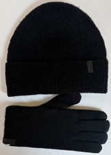 Vince Wool Cashmere Blend Knit Hat  Glove Gift Set Black One Size NWT Box
