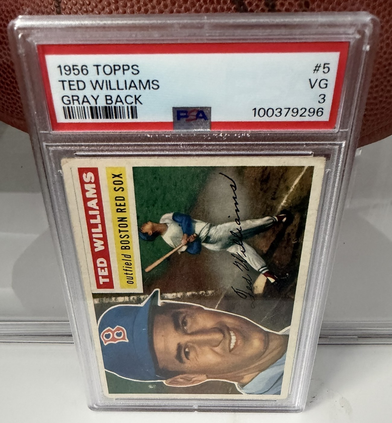 1956 Topps - Ted Williams #5 Gray Back PSA 3 view 3