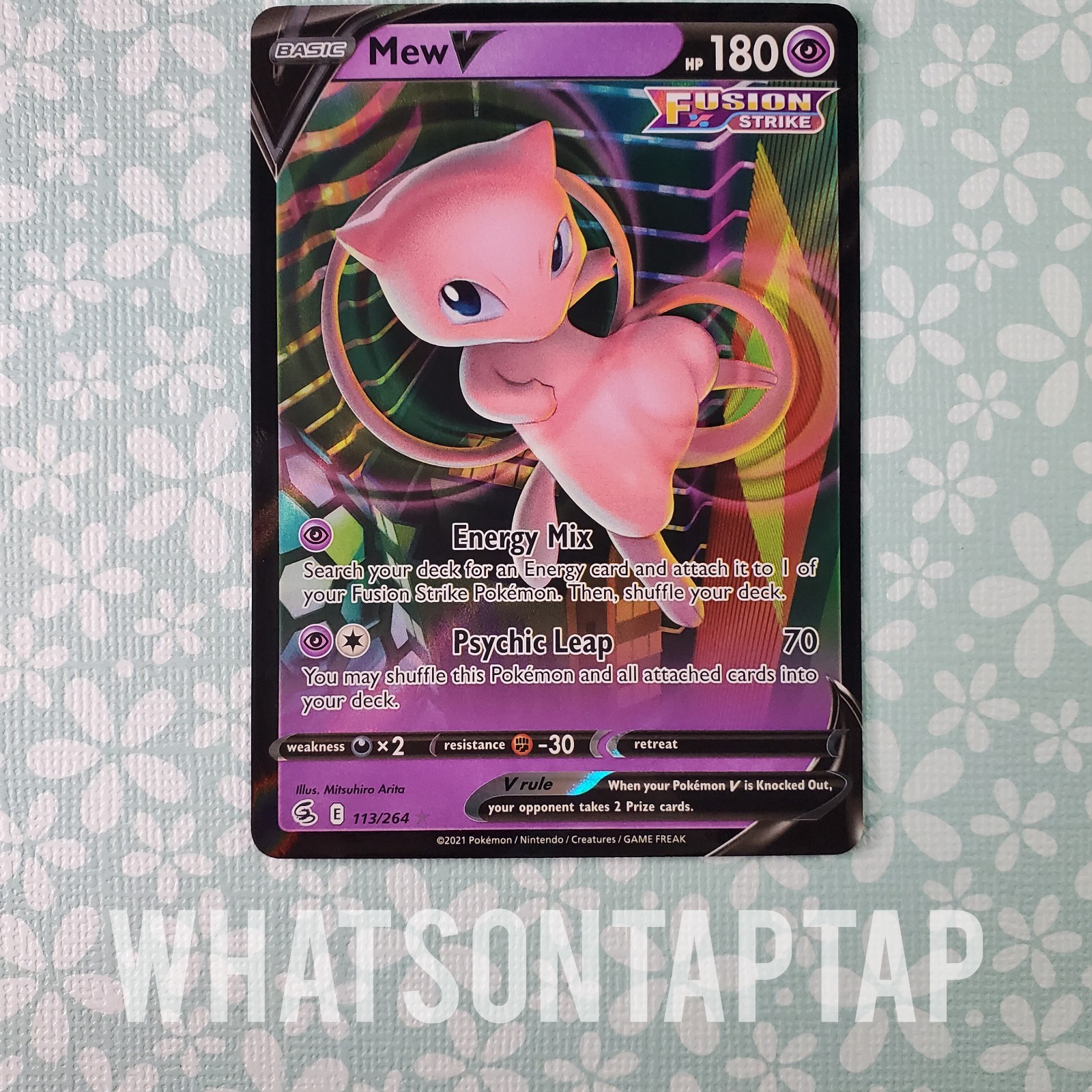 Pokemon Card Mew V 113/264 Ultra Rare Sword Shield Fusion Strike Singles LP