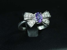 Amethyst Diamond Fine Gemstone Ring Jewelry Gift For Sister 925 Sterling Silver