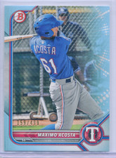 Maximo Acosta Bowman 2022 Sky Blue Paper Card #159/499 Texas Rangers BP-113