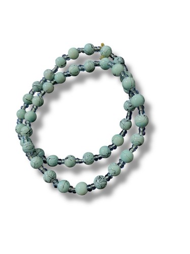 Vintage Green Blue Beaded Bracelet Set - Afbeelding 2 van 4