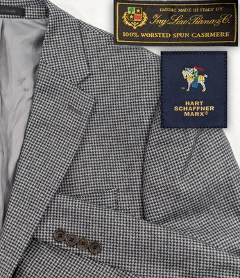HS MARX Loro Pianna Blazer Suit Jacket 100% Cashmere Houndstooth 43R 46'' Chest