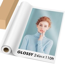Koala Premium RC Glossy Photo Paper Roll, 24 inch x110ft Wide Format for Inkj...