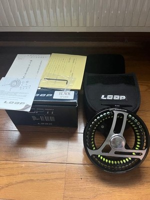 LOOP OPTi Speedrunner Fly Reel Large Arbor Black Fishing Tackle Used with Case
