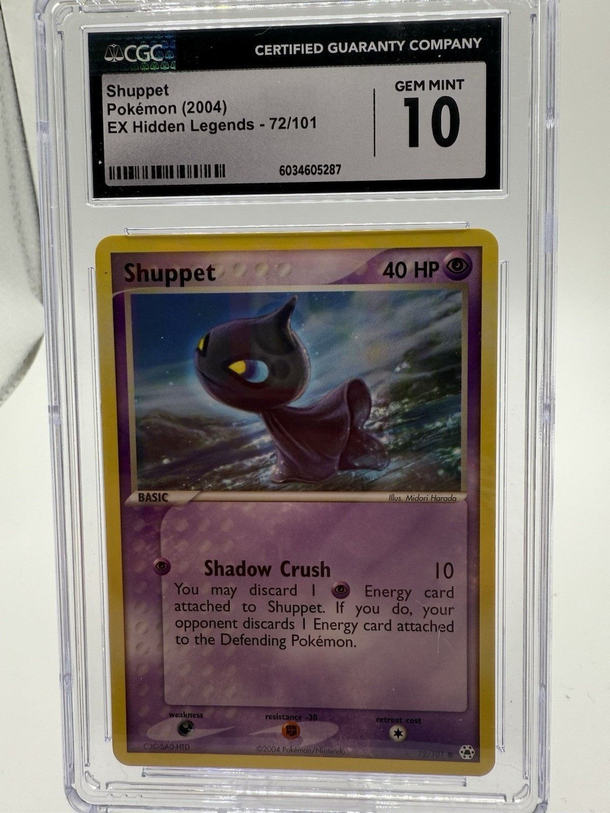 Pokémon TCG EX Hidden Legends Shuppet 72/101 Reverse Holo Lightly Played CGC 10
