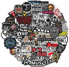 100 Pcs Heavy Metal Band Stickers, Waterproof Rock Decals, Guitar Emblems