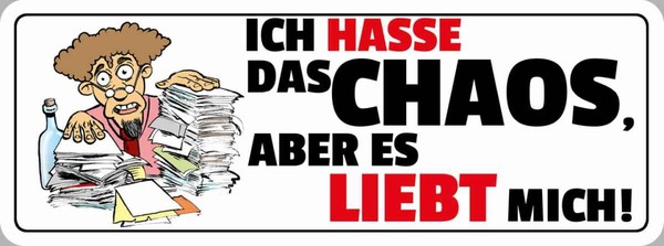 Holzschild 10X27 Cm Ich Hasse Das Chaos Dekoration Deko Geschenk Holz Schild-image
