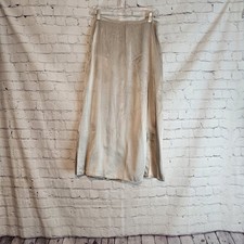 Reformation 100  Silk Silver  Side Slit High Waisted Midi Slip  Skirt Sz 4