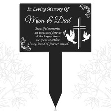 Cross Grave Marker Memorial Plaque Stake Waterproof Acrylic Cemetery Marker