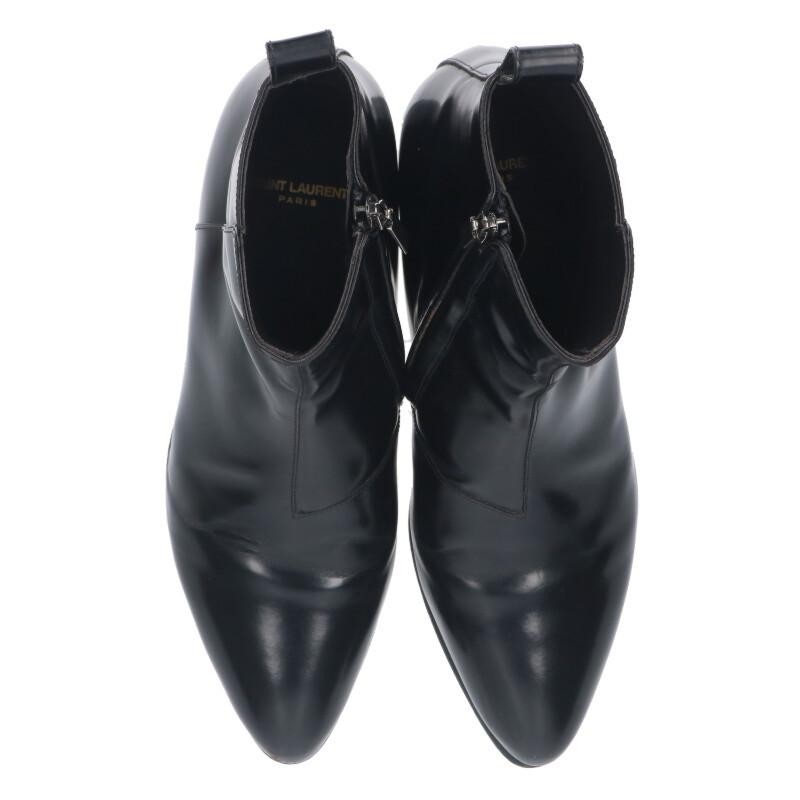 Stivali Saint Laurent tacco zip laterale nero a punta misura 40 5 uomo autentici