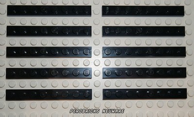 Lego Basic 10 Platten 1x8 schwarz #3460 NEUWARE
