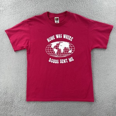 Vintage Fruit Of The Loom Best Mens L Pink T Shirt Home Is Where DODDS Sent Me