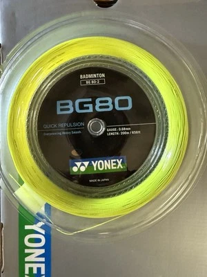 New Yonex BG-80 BG80 200M Reel Badminton String 0.68m / 22 gauge Yellow/White