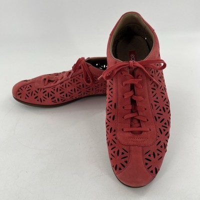 Ecco Oxford Shoe 9/9.5 Osan Red Alert Trainer Laser Cut Out Lace Up Women 40