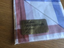 Vintage Baumwoll Taschent&uuml;cher x 2 Damen Taschent&uuml;cher unbenutzt in Verpackung