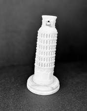 Carved Alabaster Models of The Leaning Tower of Pisa Vintage Made in Italy 5.75"